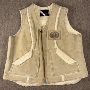 Leather Men’s Sherpa Lined Best Woman King Of The Road XL Beige